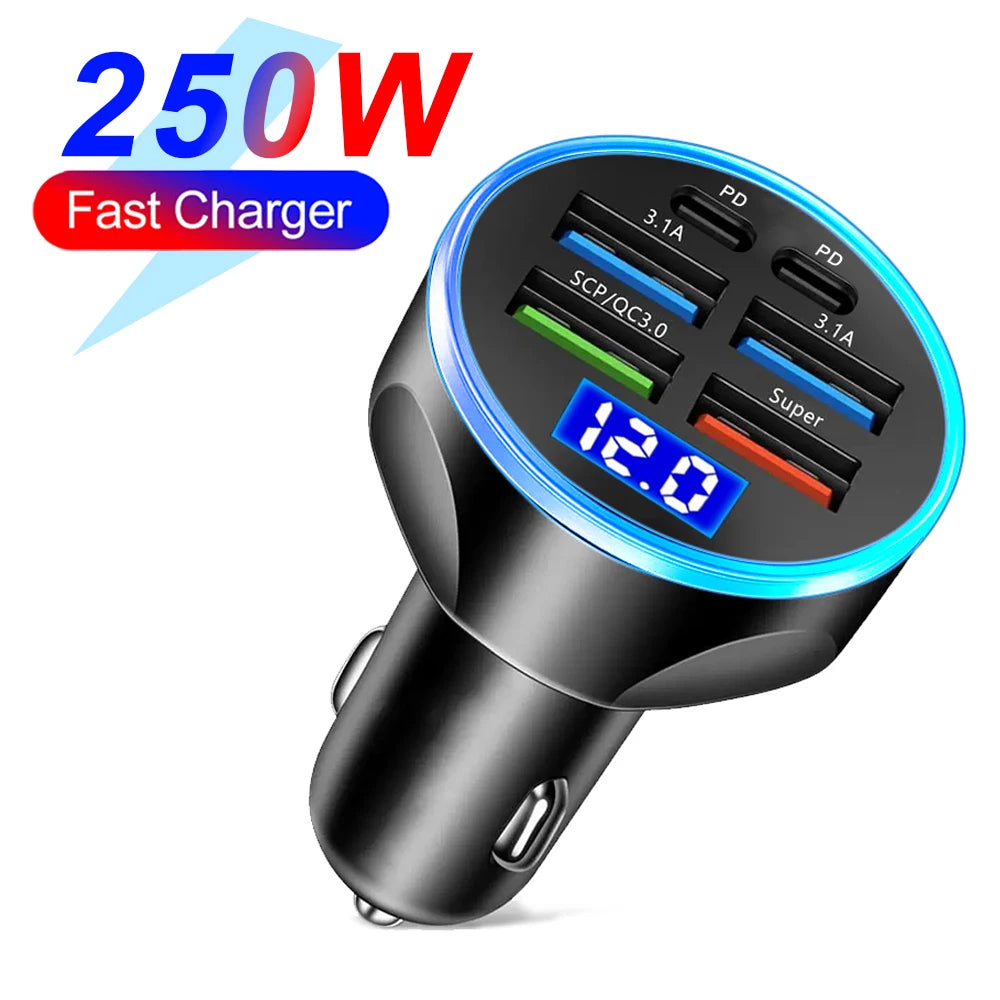 250W 6 Ports Car Charger