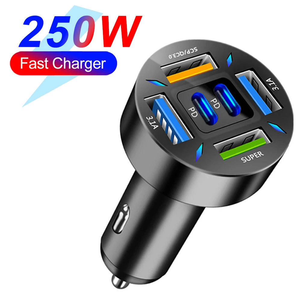 250W 6 Ports Car Charger