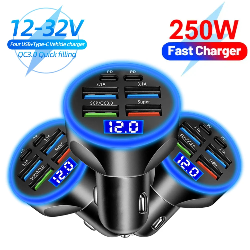 250W 6 Ports Car Charger